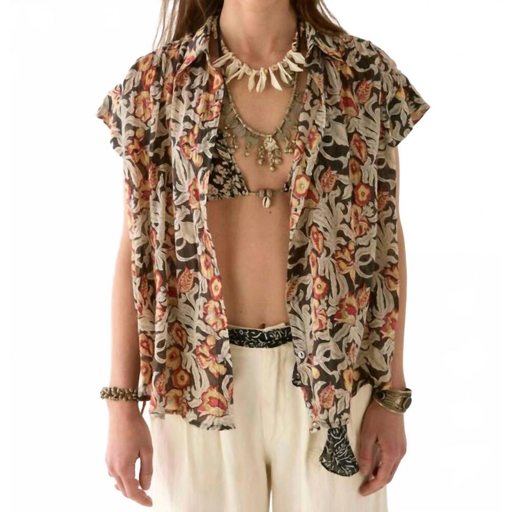 NEW MAISON HOTEL bobby cap sleeve blouse in piña colada